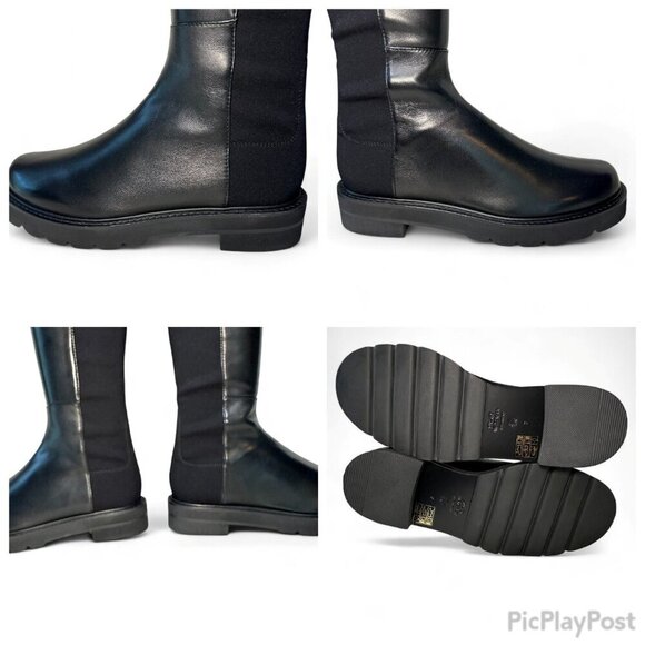 Stuart Weitzman 5050 Lift Over the Knee Flat Leather Boots Black, NEW IN BOX - 7 - Picture 14 of 16